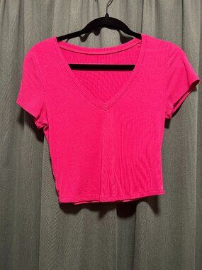 Pink HM V-Neck Crop Top